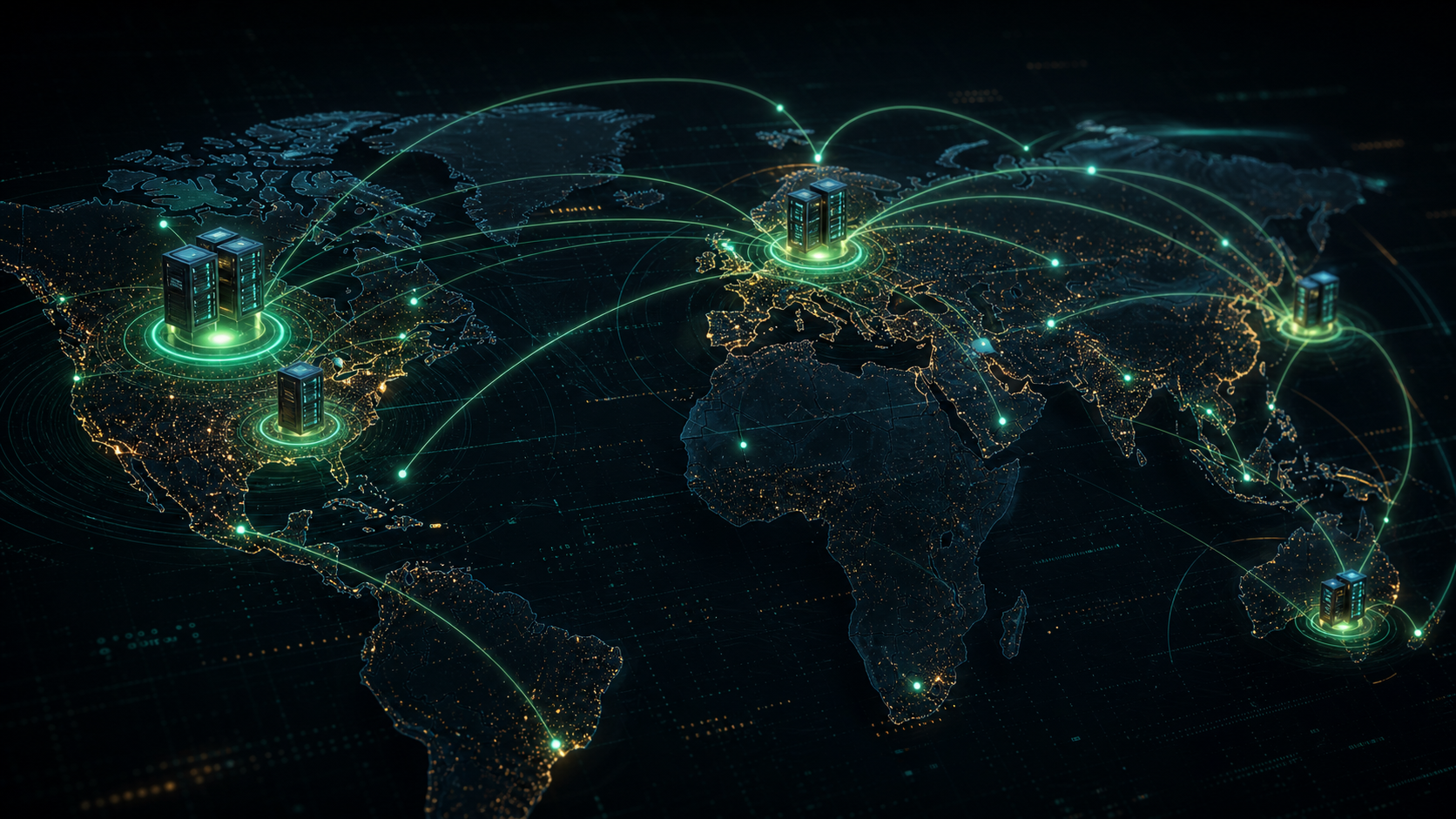 Global VPN network routes across server regions
